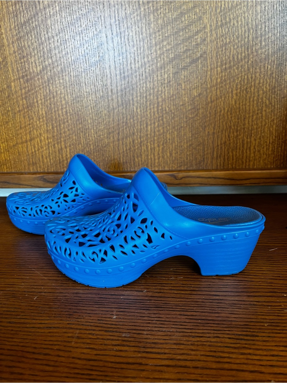 Dansko Bright Blue Perforated Slip-On Clog Mules